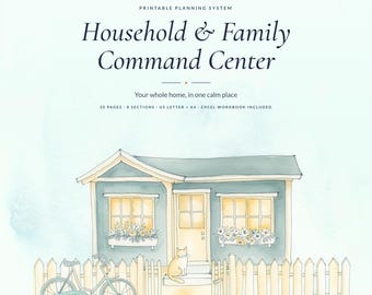Household Command Center Binder, Family Planner, Home Management (PDF + Excel)
