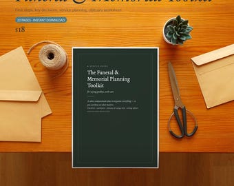 Printbare toolkit voor uitvaartplanning, gids voor herdenkingsplanning, planner voor het levenseinde, checklist voor uitvaartarrangementen en organisator (pdf)