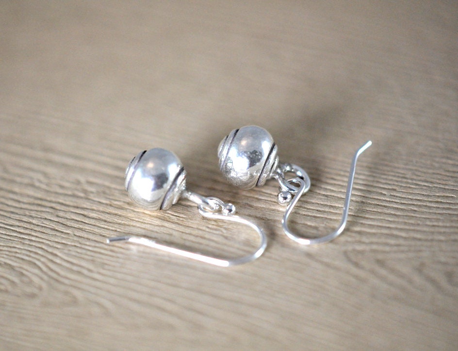 Silver Ball Dangle Earrings, Sterling Silver Ball Earrings, Every Day Earrings, Gift for Her Etsy