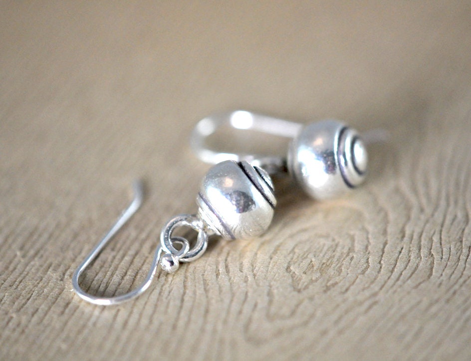 Silver Ball Dangle Earrings, Sterling Silver Ball Earrings, Every Day Earrings, Gift for Her Etsy