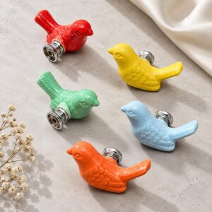 Handmade Animal Cabinet Pull 5.5cm – Cute Bird Knob for Kids Room