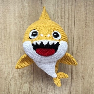 Haakpatroon voor een haai (PDF), amigurumi-patroon voor een babyhaai, schattige pluche haai (gehaakt), amigurumi-haakpatroon (PDF), gehaakt speelgoed