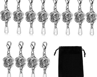 12 Pcs Magnetic Clasps, Silver Rose Necklace locking lobster Clasps and Closures, Bracelet Connectors Extenders for Jewelry