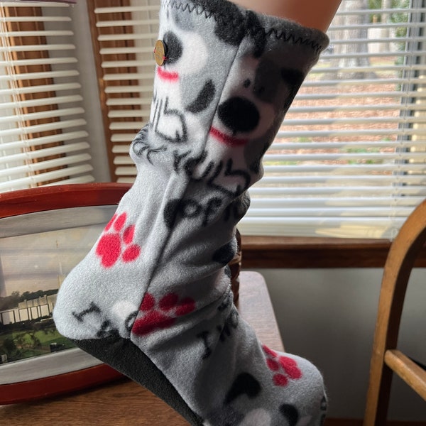 Socks animal & DOG prints, you choose,  Socks, Slippers, Boot liners, Unisex Made in USA stretch fleece