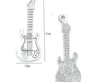 guitar charms silver 50 pcs. 14mm x 11mm