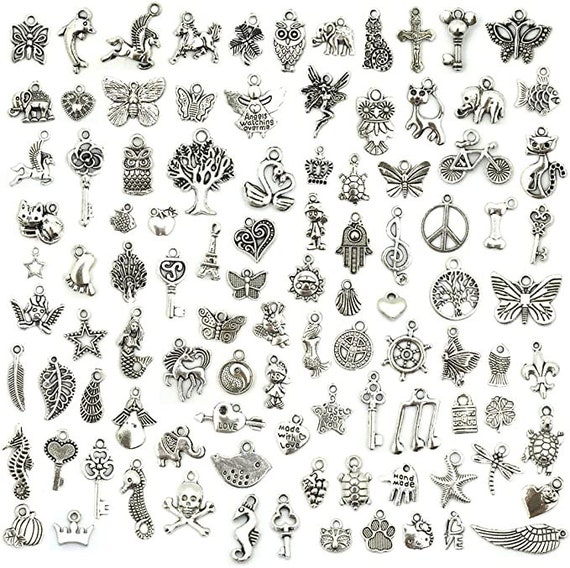 Wholesale Bulk Lots Jewelry Making Silver Charms Mixed Smooth
