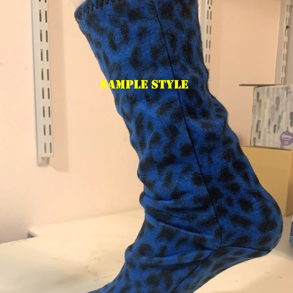 Socks,  Animal prints, stretch fleece you choose,  Socks, Slippers, Boot liners, Unisex Made in USA