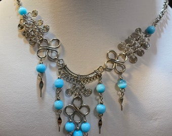 necklace hand made blue glass beads