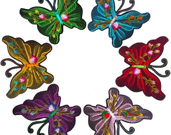 Colorful Butterfly Patches Sewing on/Iron on Embroidered Patches 6 colors