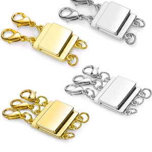 Dailyacc Lucky Necklace Layering Clasp 18K Gold and Silver Multi Strand  Clasps with Lobster Clasps 3 Stand Gold A