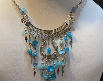 necklace murano nuggets blue