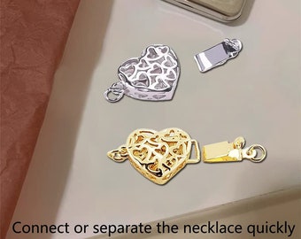 jewelry clasps locking for Jewelry  Connectors,  Bracelet/neclace Connectors, for Jewelry  HEART Design（2 Pack）silver & gold