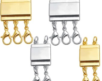 Clasp Magnetic Multi Necklaces Connector Layered Strands Tube Lock Slide Clasp   Gold and Sliver 4 sets,  - 2 Sizes Layering magnetic  Clasp