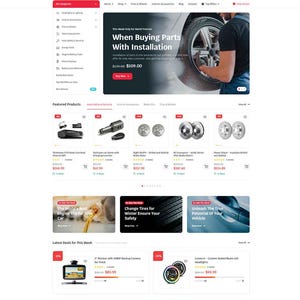 Op de afbeelding: Een schermafbeelding van de homepage van de Partdo e-commerce website met een navigatiemenu, een promotiebanner voor de installatie van auto-onderdelen en een overzicht van producten zoals dashcams, remschijven en led-koplampen.