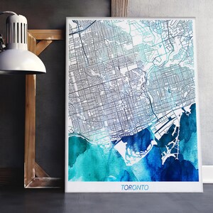 Toronto Map Print, Toronto Poster Print, Toronto Canada Urban Street Map, Blue Watercolor Print, Home Room Wall Office Art, Printable Decor