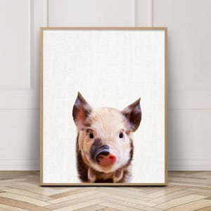 Piglet Print, Baby Pig Photo, Farm Animals Photography, Cute Piglet, Nursery Animals Printable Wall Art, Animal Color Print, Kids Room Decor