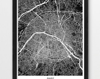 Paris Map Print, Paris Poster Print, Paris France Street City Map, Urban Digital Print, Home Nursery Room Wall Office Printable Art Decor