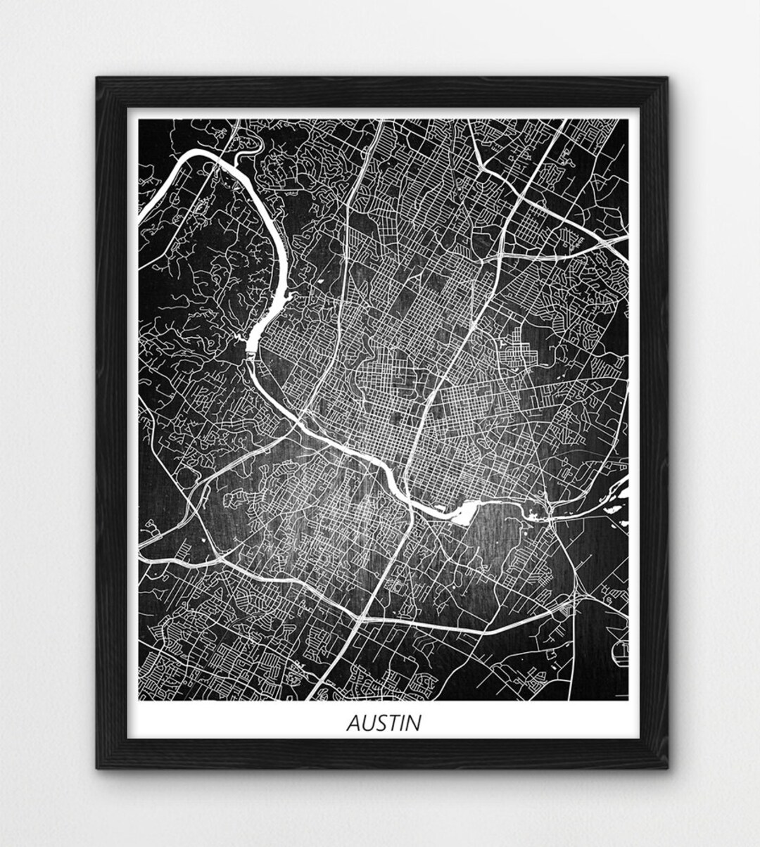 Austin Map Poster Print, Austin Urban Map Poster Print, Austin Texas Street Map Print, Home Room ...