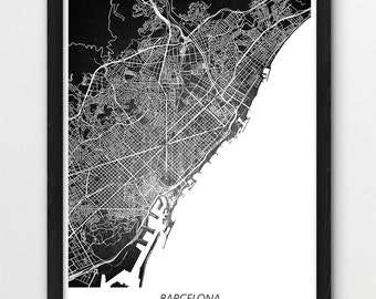 Barcelona Poster Print, Barcelona City Map Print, Barcelona Urban Street Map Digital Print, Printable Home Room Wall Office Decor Travel Art