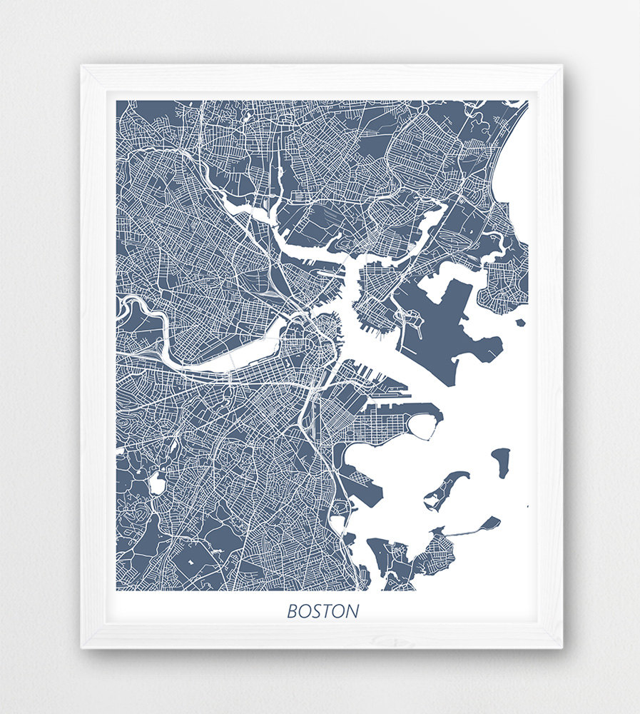 Boston Map Print Boston Map Poster Print Boston Urban Street | Etsy