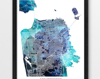 San Francisco Aquarell Karte, Urban Home Dekor (Digitaler Download)