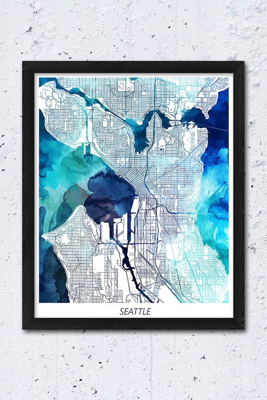 Watercolor Seattle Map Print, Urban Street Art (digital Download) - Etsy