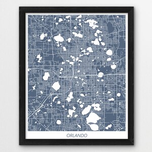 Orlando Map Print, Orlando Poster Print, Orlando Florida Urban Street Print, Blue Color Map, Printable Home Room Wall Office Travel Decor