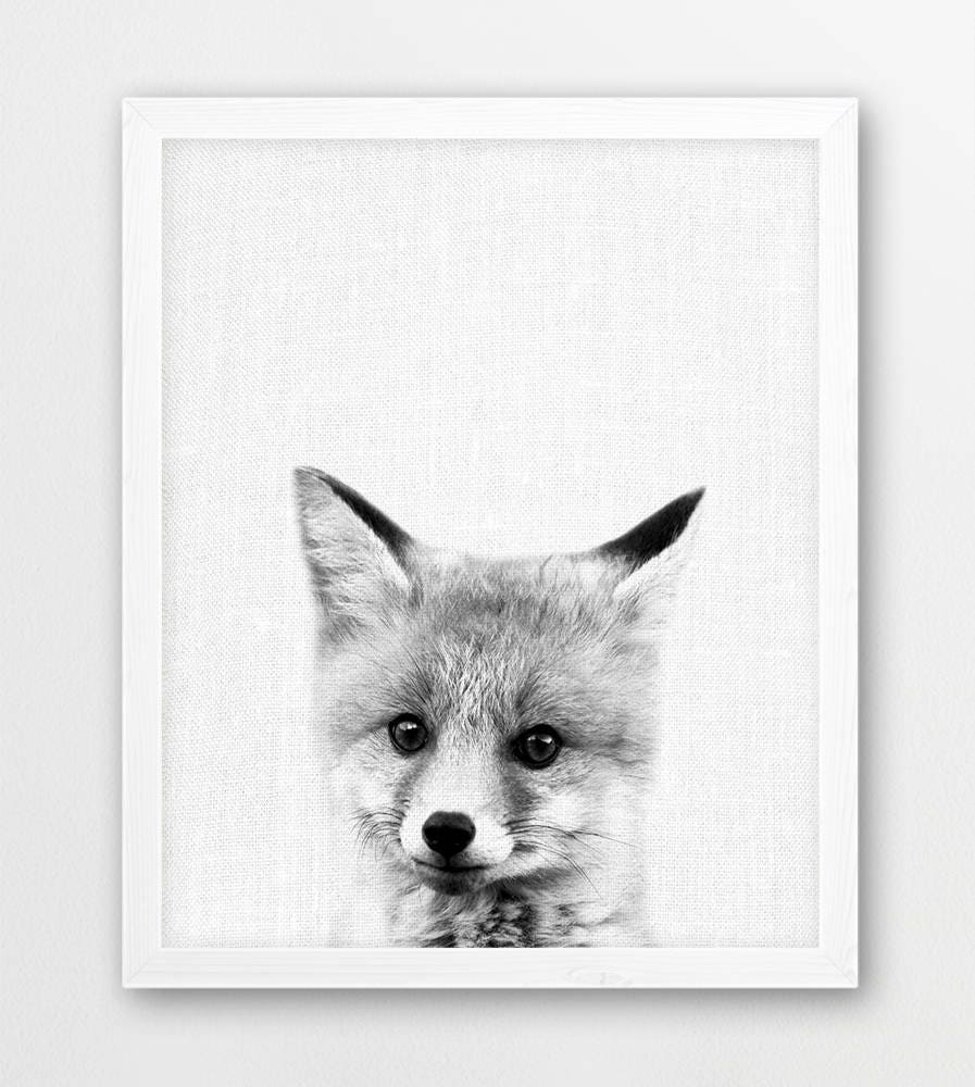Fox Print Cute Baby Fox Print Woodlands Forest Animals Art Etsy