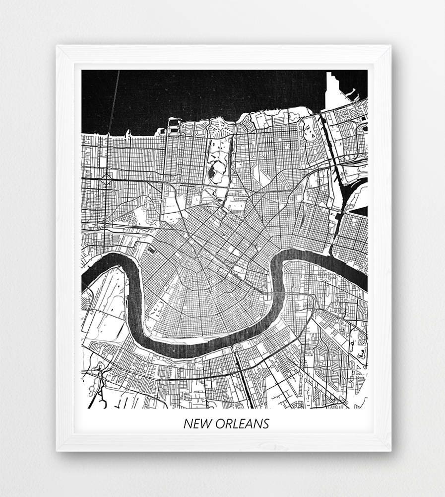 New Orleans Map Print New Orleans Poster Print New Orleans | Etsy