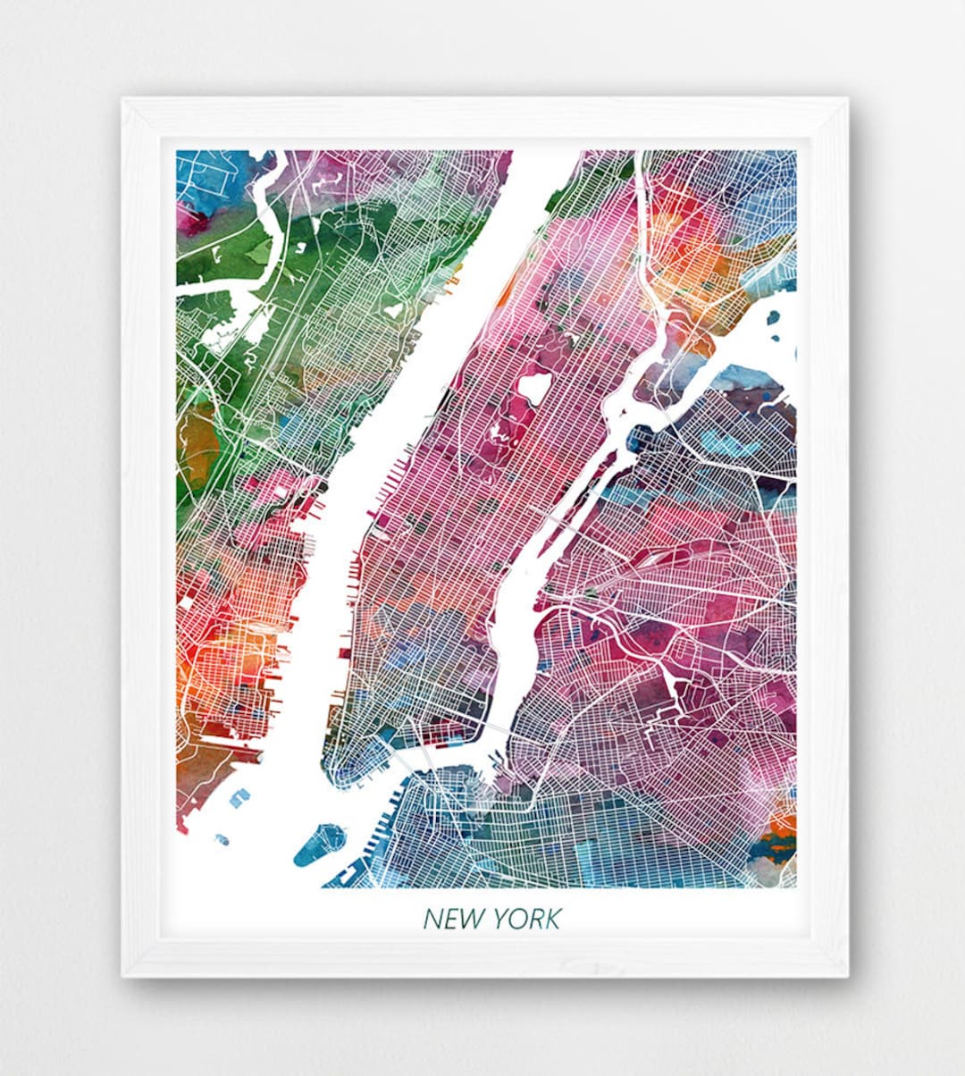 New York Map Print, New York Poster Print, New York City Urban Street