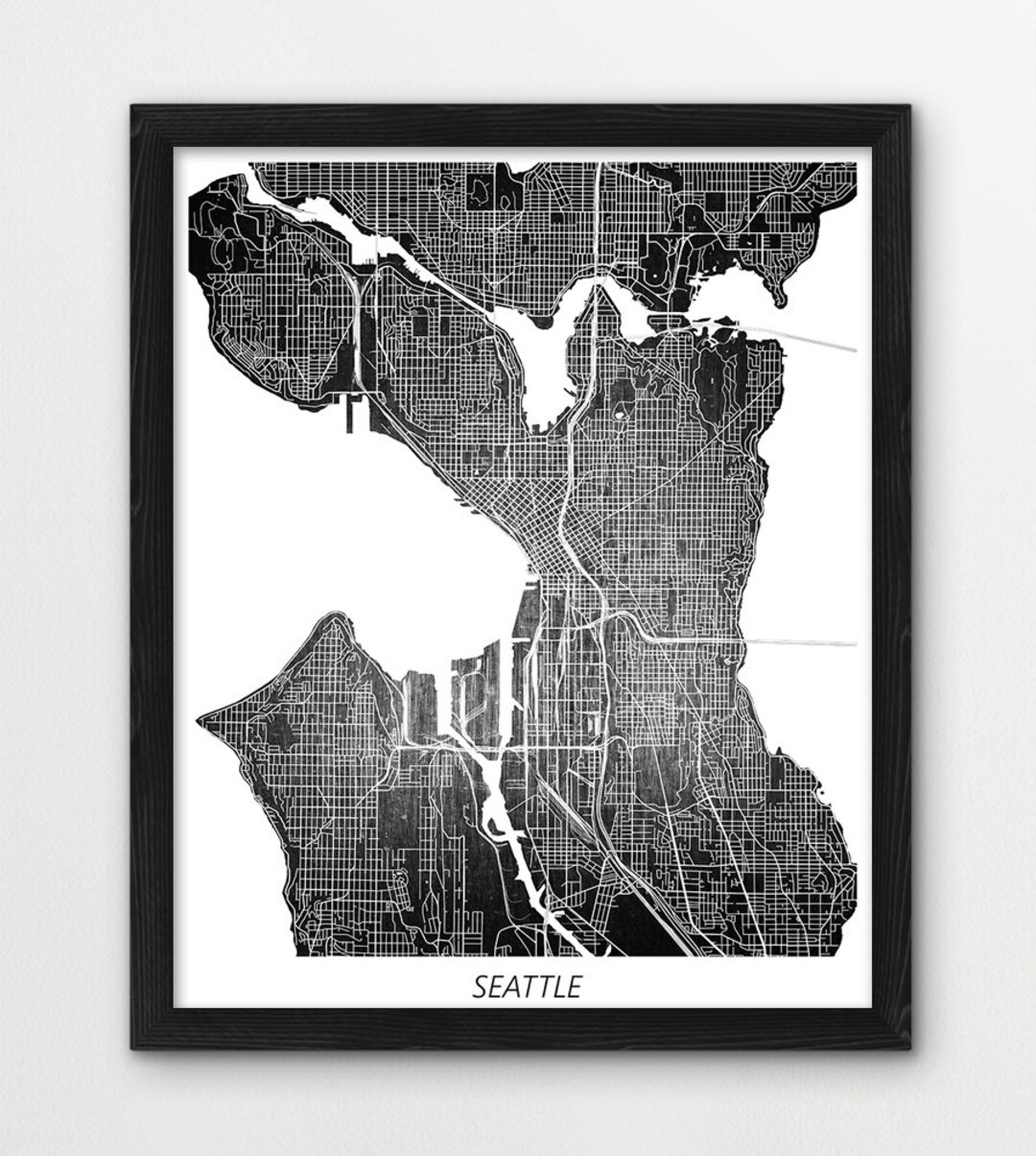 Seattle Map Print Seattle Poster Print Seattle Digital Urban - Etsy