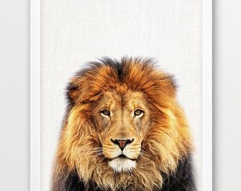 Löwe Fotodruck, Safari Tierfotografie, Kinderzimmer Dekor (Digitaler Download)