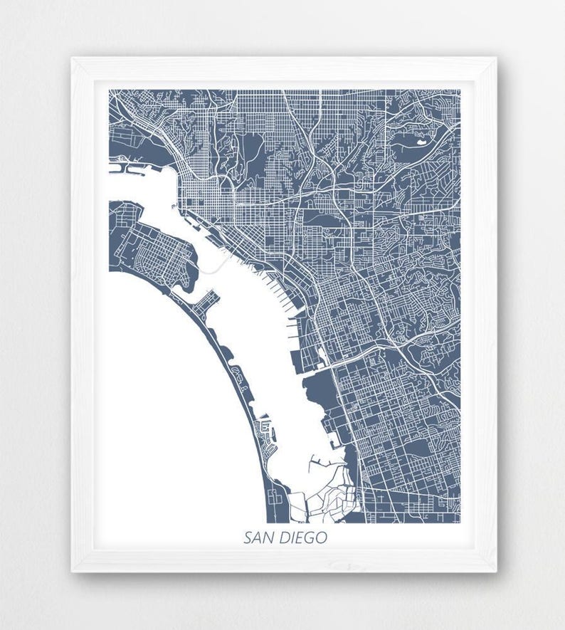 San Diego Map Print San Diego Poster Print San Diego Etsy