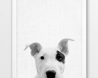 Dog Print, Cute Puppy Photo, Nursery Animals Wall Art, Small Baby Dog Puppy Print, Black White Photography, Kids Room Home Printable Decor