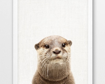 Cute Otter Photo Print, Woodlands Nursery Art (Digital Download)