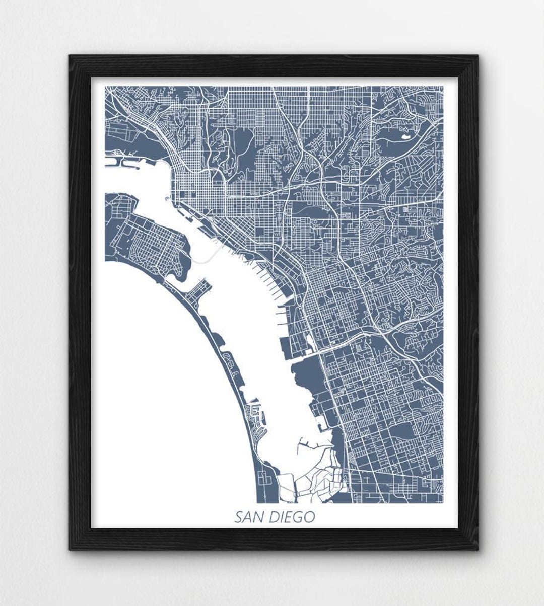 San Diego Map Print, San Diego Poster Print, San Diego California Urban ...