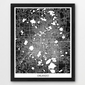 Orlando Map Poster Print, Orlando Print, Orlando Florida Urban Street Road Map Print, Home Nursery Room Wall Office Printable Travel Decor