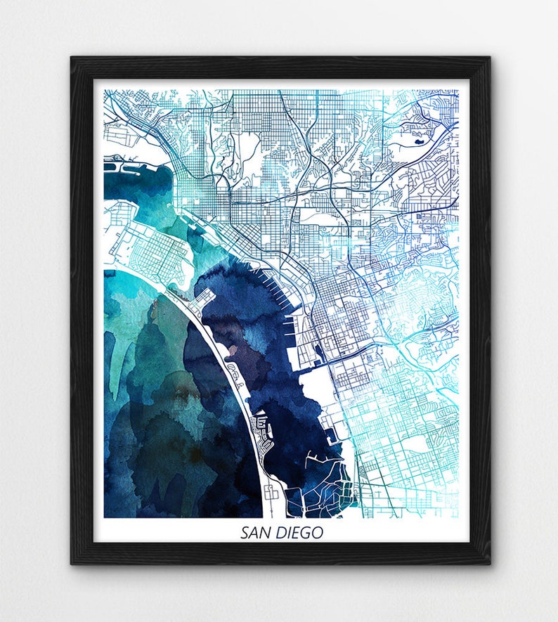 San Diego Map Print San Diego Poster Print San Diego Etsy