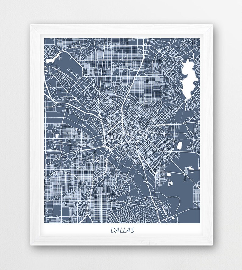 Dallas Simple Color Map Dallas Map Art Print, Blue Urban Street Map (digital Download) - Etsy