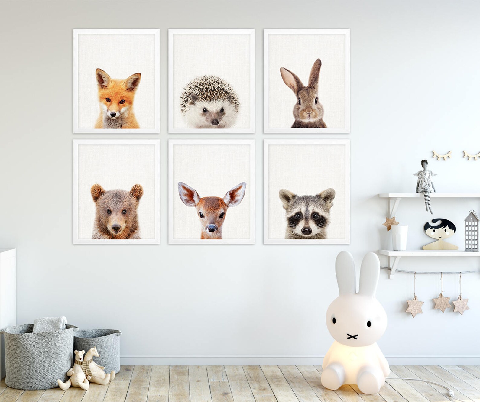 Woodland Nursery Decor Baby Animals Print Set of 6 Bunny Fox Etsy