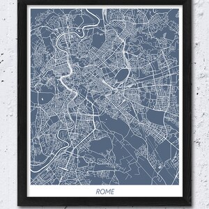 Rome Map Print, Rome City Street Map Print, Rome Italy Urban Digital ...
