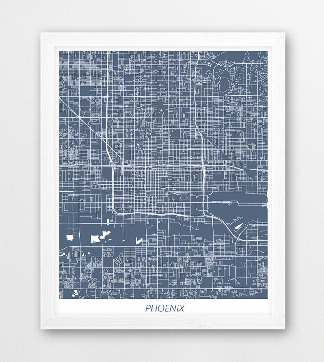 Phoenix Map Print, Phoenix Poster Print, Phoenix Arizona Urban Street ...