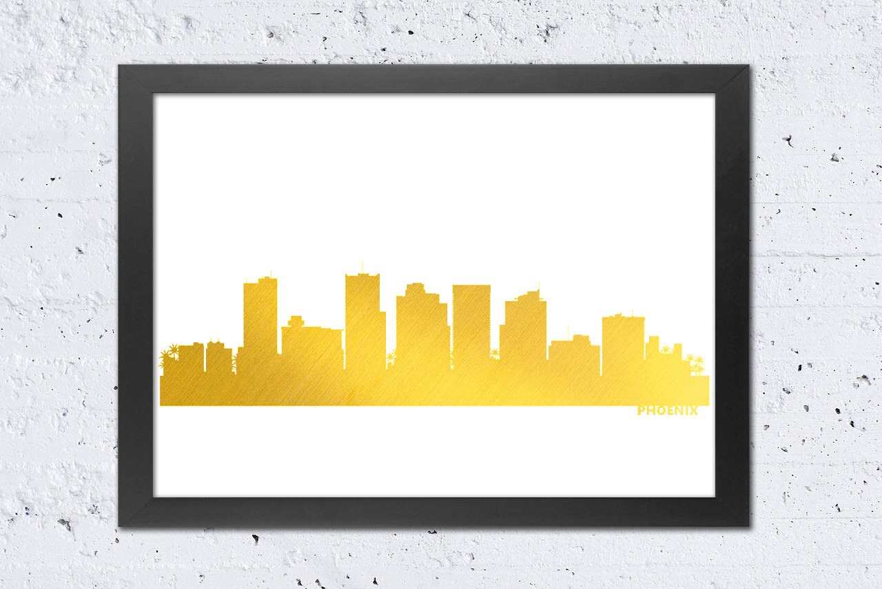 Phoenix Skyline Gold Print Phoenix Arizona Cityscape - Etsy