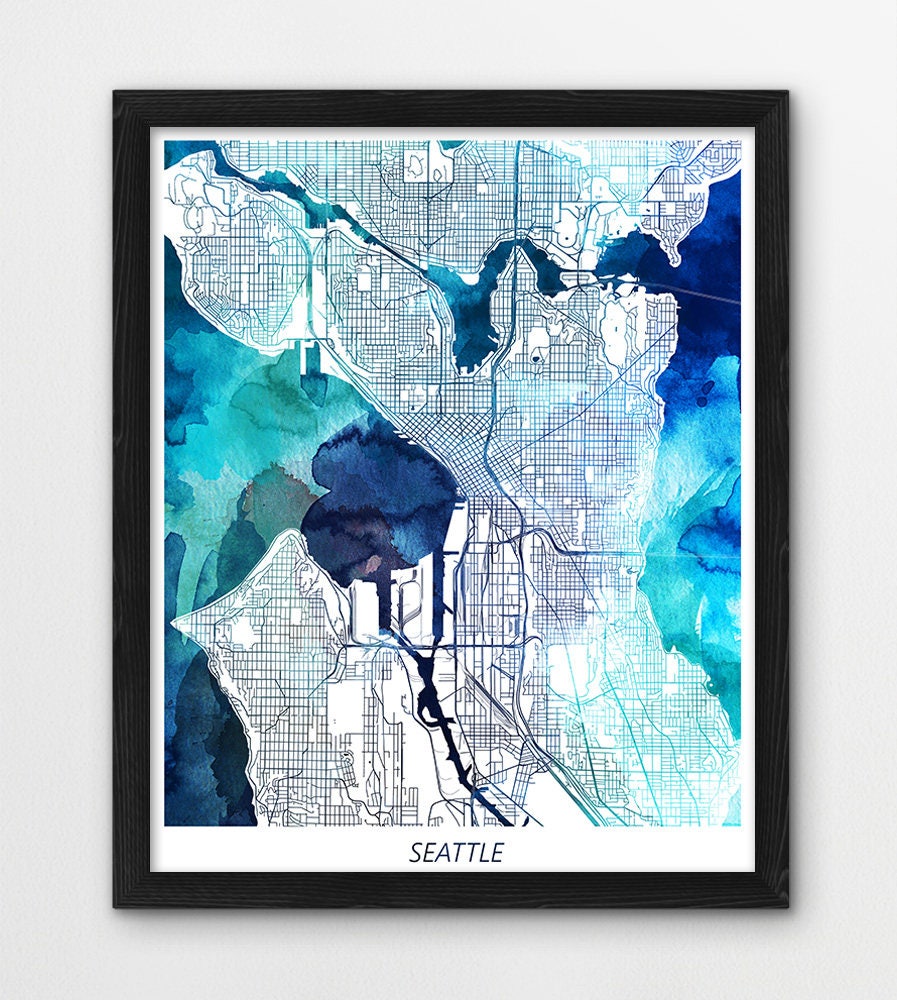 Watercolor Seattle Map Print, Urban Street Art (digital Download) - Etsy