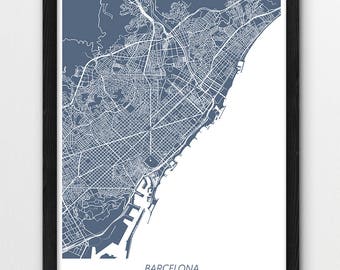 Barcelona City Map Print, Urban Home Decor (Digital Download)