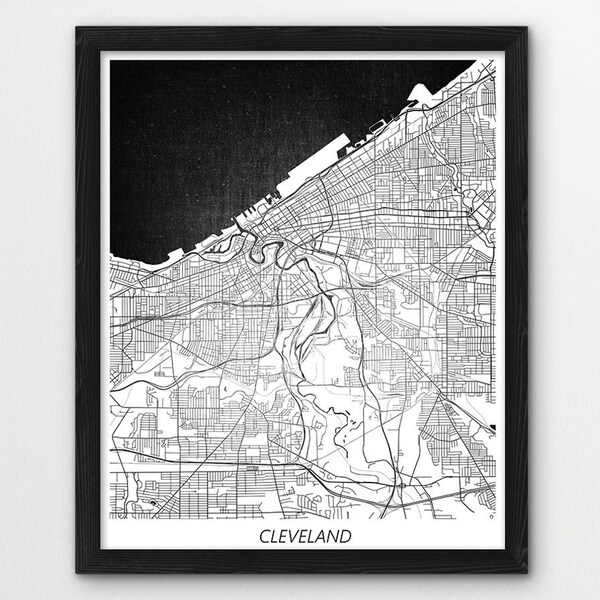 Cleveland City Map Print, Cleveland Poster Print, Cleveland Urban Street Road Map Print, Home Room Wall Office Art Decor, Printable Gift Art