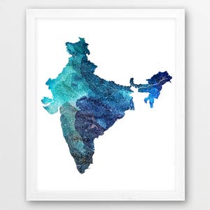 Indien Karte Drucken, Indien Poster Druck, Indien Straßenkarte, Aquarell Karte, Marineblau, modernes Zimmer Haus Wand Büro Dekor, druckbare digitale Kunst