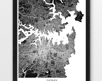 Sydney Map Print, Sydney Poster Print, Sydney Australia Street Map, Urban Digital Print, Home Nursery Room Wall Office Printable Art Decor