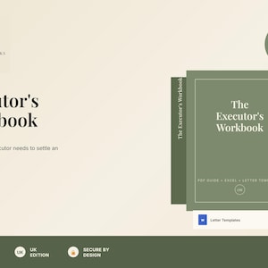 UK Executor's Toolkit | Probate Checklist Workbook + Estate Accounts Spreadsheet + 7 Letter Templates | England & Wales Bereavement Admin