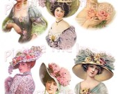 Instant Digital Download Victorian Ladies Hats Craft Projects Decoupage Greetings Cards Scrapbooking (LH1)